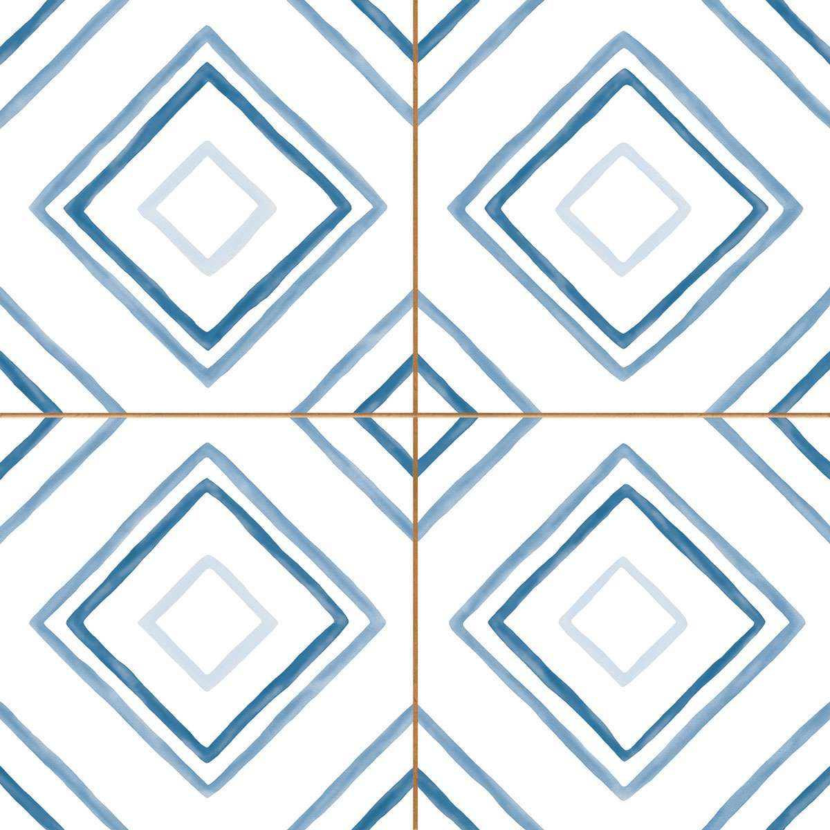 Керамическая плитка Dvomo Timeless Cannes, цвет белый синий, поверхность матовая, квадрат, 450x450