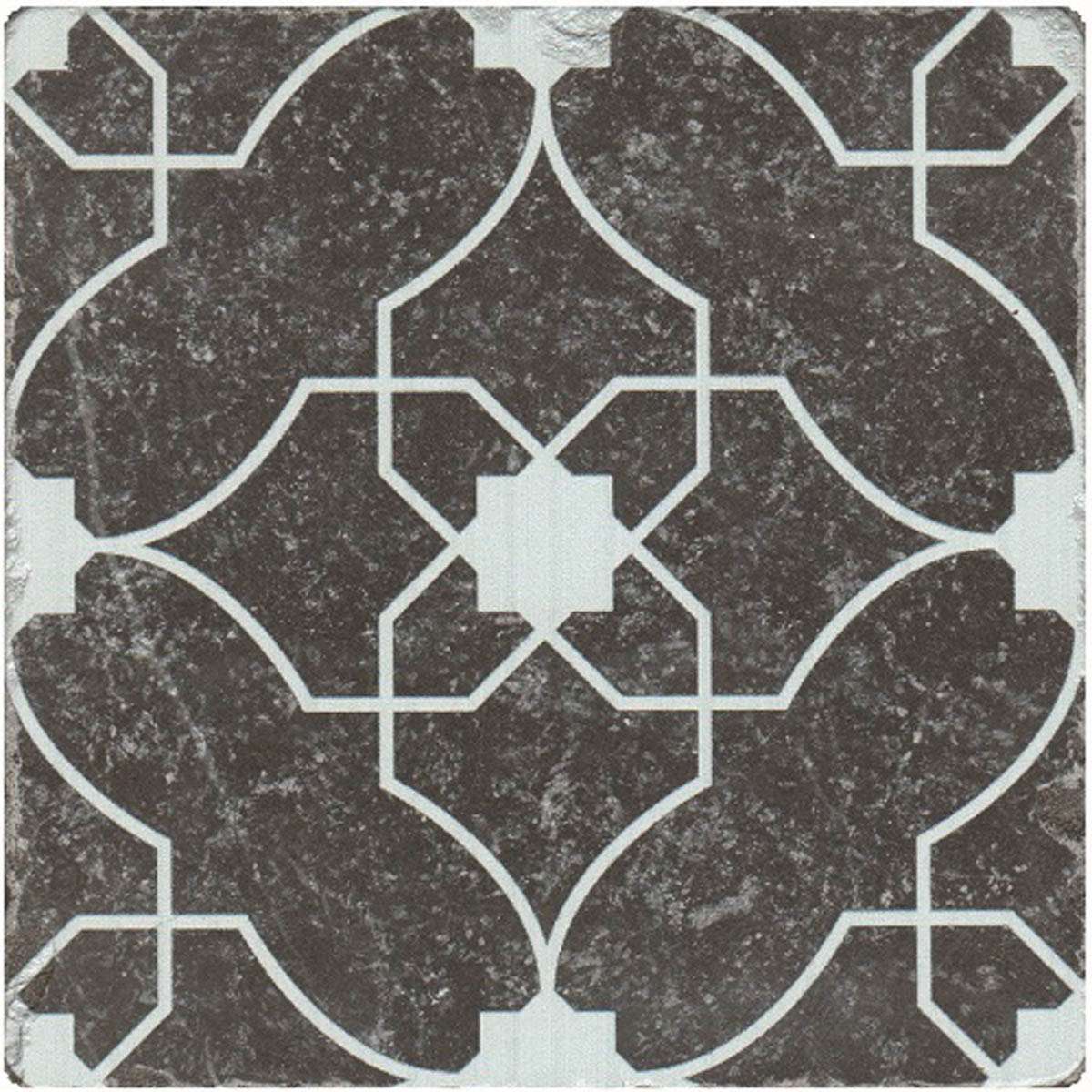Керамическая плитка Stone4home Marble Black Motif №7, цвет чёрно-белый, поверхность матовая, квадрат, 100x100