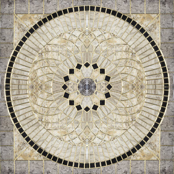 Панно Infinity Rimini Roseton Gris, цвет серый, поверхность полированная, квадрат, 1200x1200