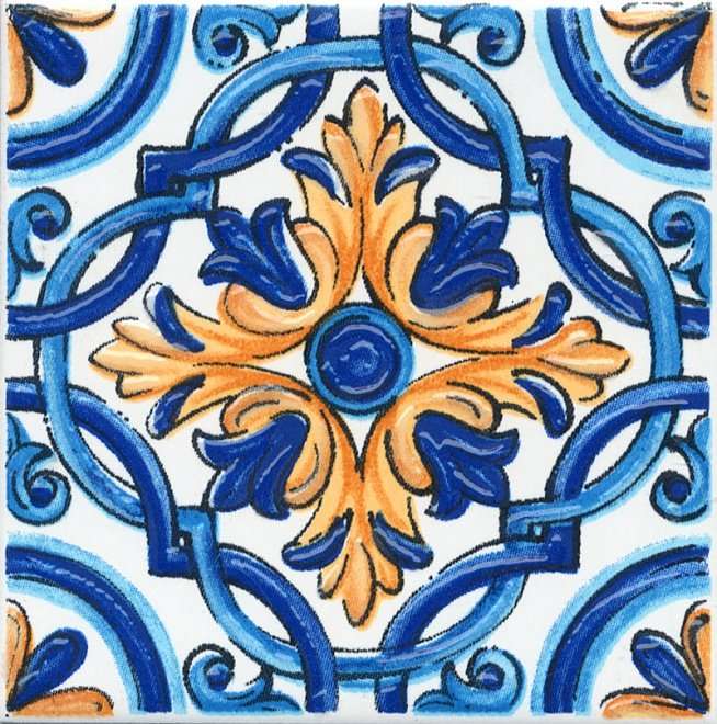 Декоративные элементы Kerama Marazzi Декор Капри майолика STG\A458\5232, цвет разноцветный, поверхность глянцевая, квадрат, 200x200
