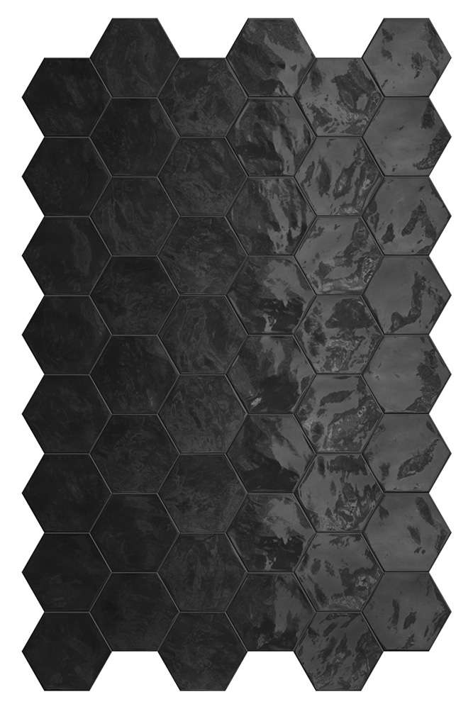 Мозаика Terratinta Hexa Black Swan TTHXW09G, цвет чёрный, поверхность глянцевая, шестиугольник, 150x173