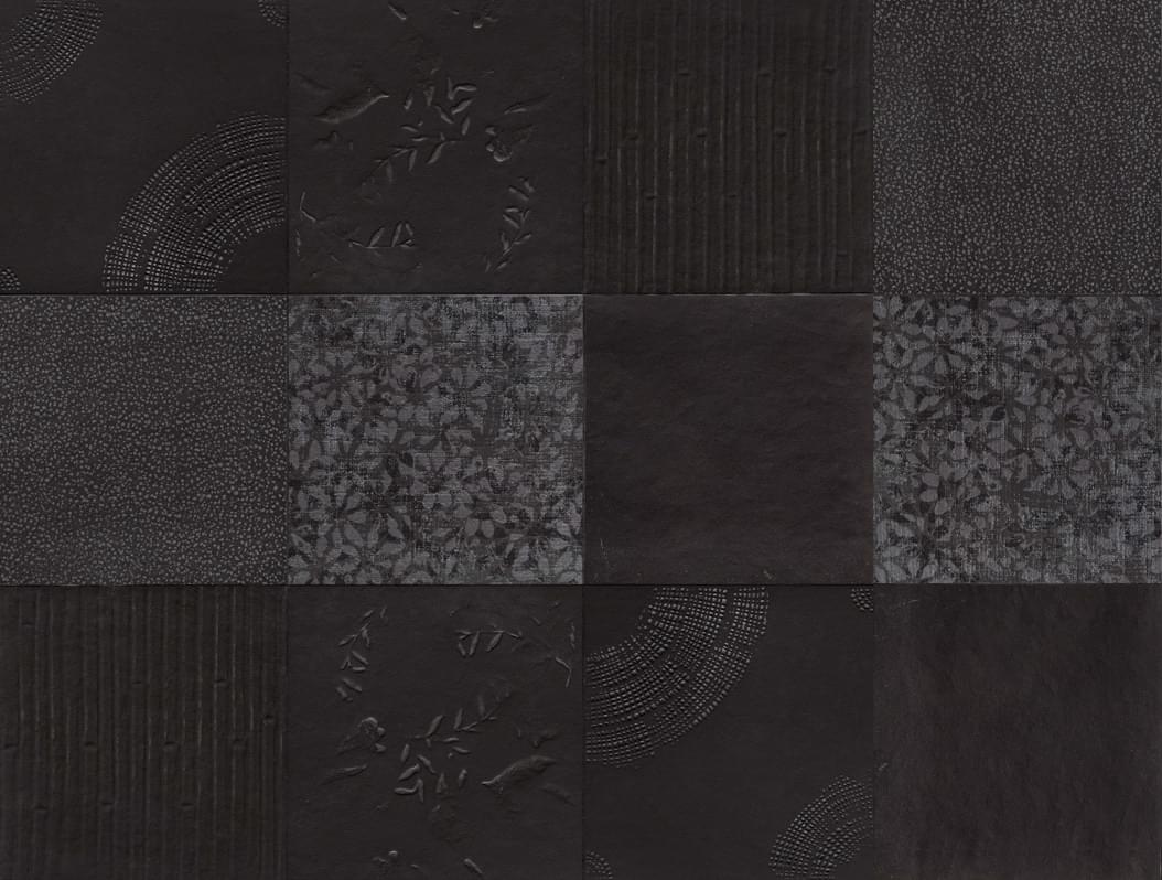 Керамогранит Mutina Chymia Mix 1 Black Gacm51, цвет чёрный, поверхность матовая, рельефная, квадрат, 300x300