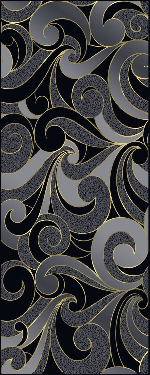 Декоративные элементы Cedam Lustri Dec Ricciolo Nero, цвет чёрный, поверхность глянцевая, прямоугольник, 200x500