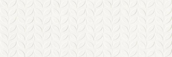 Керамическая плитка Ragno Vida Struttura Foglia 3D Bianco Rett RA6J, цвет белый, поверхность матовая 3d (объёмная), прямоугольник, 300x900