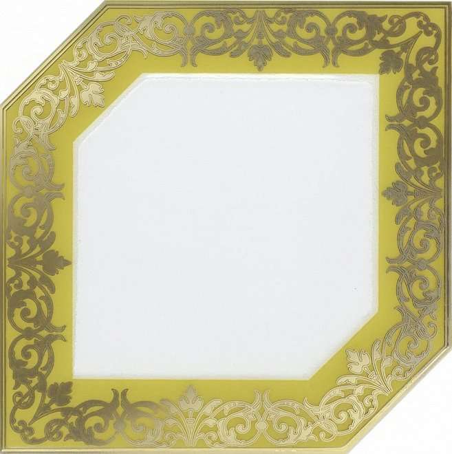 Декоративные элементы Kerama Marazzi Декор Клемансо оливковый HGD\A250\18000, цвет жёлтый, поверхность глянцевая, квадрат, 150x150
