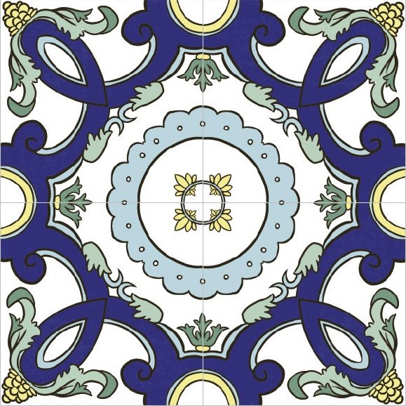 Декоративные элементы Savoia Colors Pantelleria S7121DECP, цвет синий, поверхность глянцевая, квадрат, 340x340