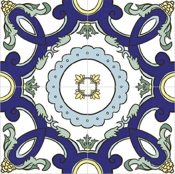 Декоративные элементы Savoia Colors Pantelleria S7121DECP, цвет синий, поверхность глянцевая, квадрат, 340x340