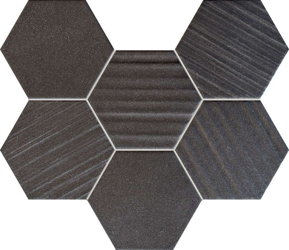 Мозаика Tubadzin Ms-Horizon Hex Black, цвет чёрный, поверхность матовая, прямоугольник, 221x289