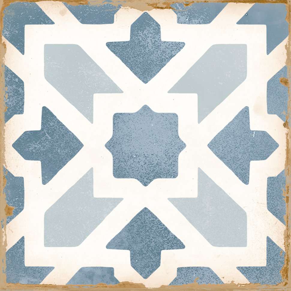 Керамическая плитка Harmony Casablanca Gaza 29420, цвет белый синий голубой, поверхность матовая, квадрат, 125x125