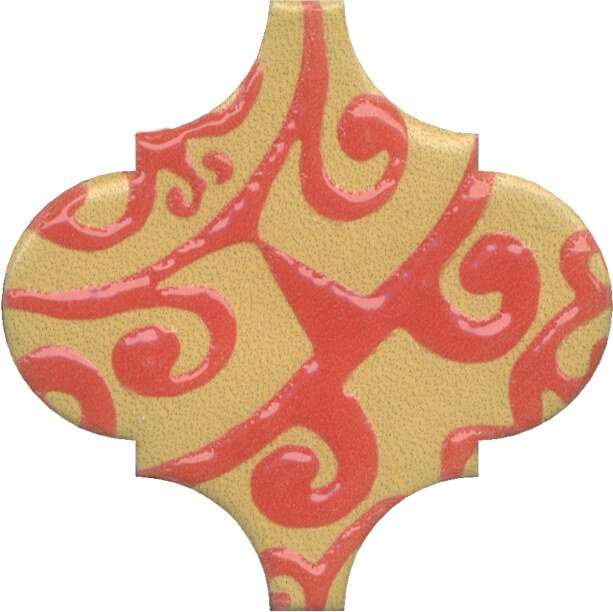 Декоративные элементы Kerama Marazzi Декор Арабески Майолика орнамент OS\A39\65000, цвет оранжевый, поверхность глянцевая, арабеска, 65x65