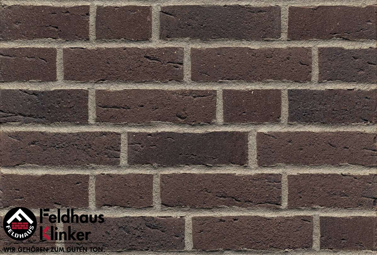 Клинкер Feldhaus Klinker Sintra Geo R697DF14, цвет чёрный, поверхность матовая, под кирпич, 52x240