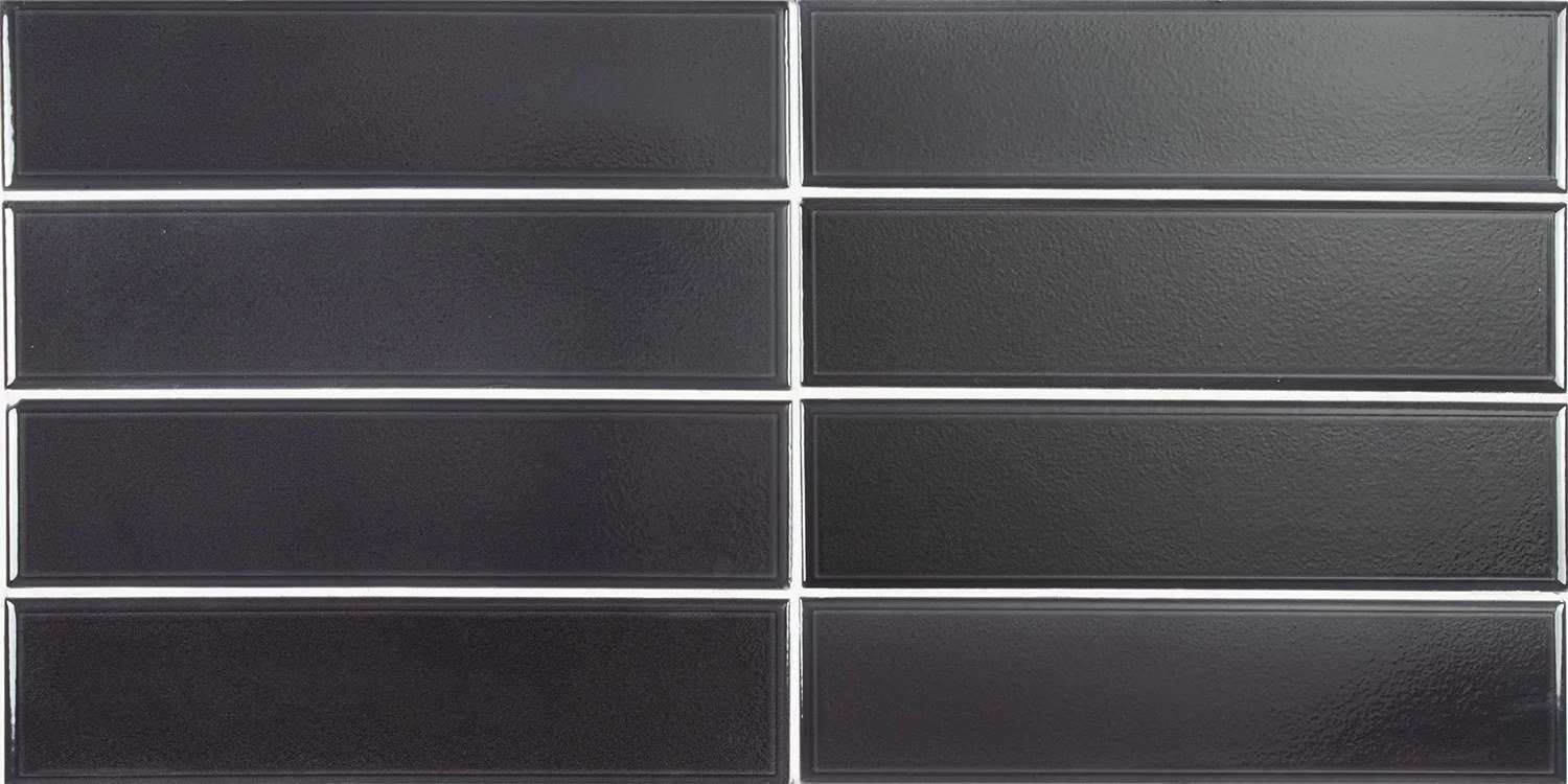 Керамическая плитка Equipe Limit Noir 27527, цвет чёрный тёмный, поверхность глянцевая, под кирпич, 60x246