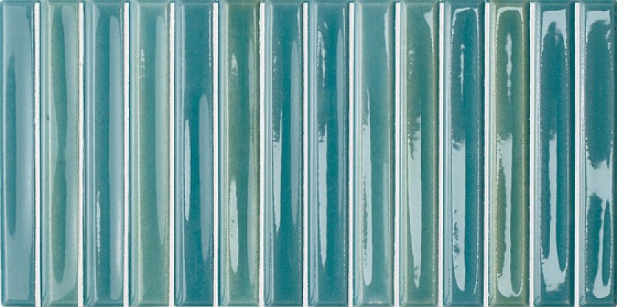 Керамическая плитка Wow Colour Notes Bars Azur 133160, цвет бирюзовый, поверхность глянцевая 3d (объёмная), прямоугольник, 125x250