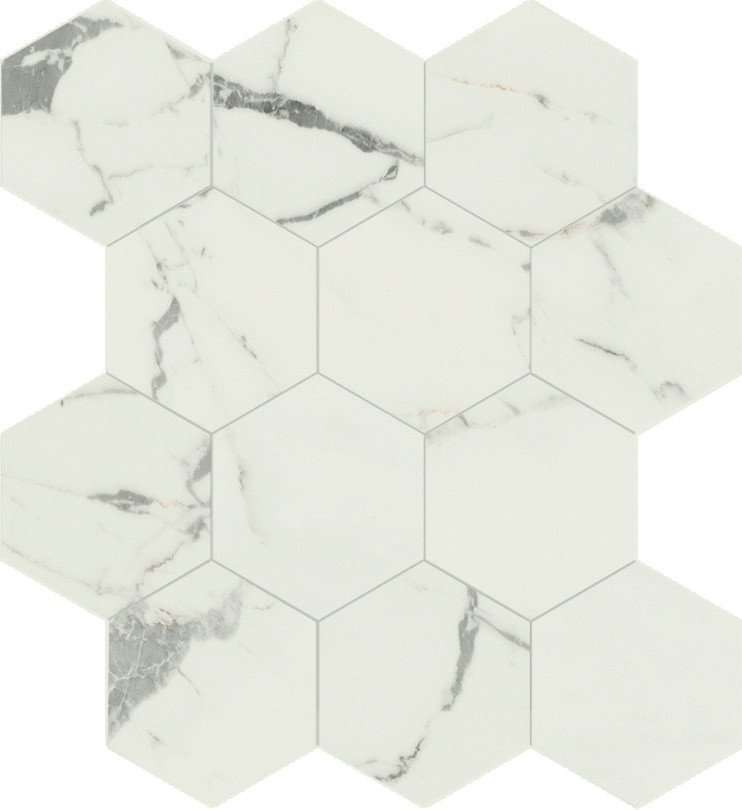 Мозаика Caesar Anima Statuario Venato Comp. Esagono ACKZ, цвет белый, поверхность полированная, шестиугольник, 285x330