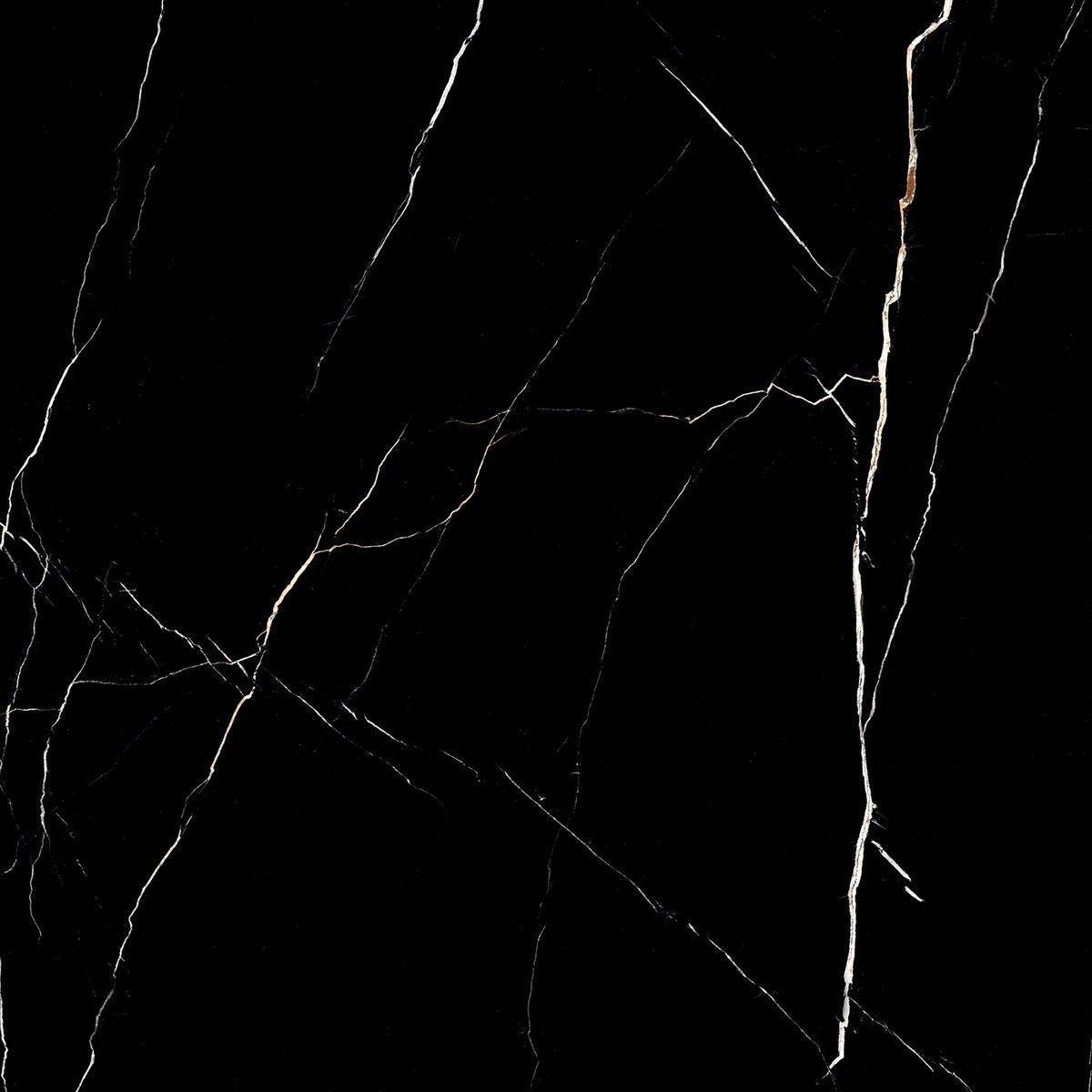 Широкоформатный керамогранит Staro Slab Marquina Olpse Elegance Polished, цвет чёрный, поверхность полированная, квадрат, 1200x1200