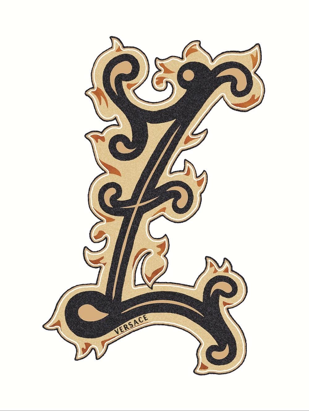 Декоративные элементы Versace Alphabet Lettera Bianca Z 48965, цвет белый чёрный золотой, поверхность глянцевая, прямоугольник, 145x194