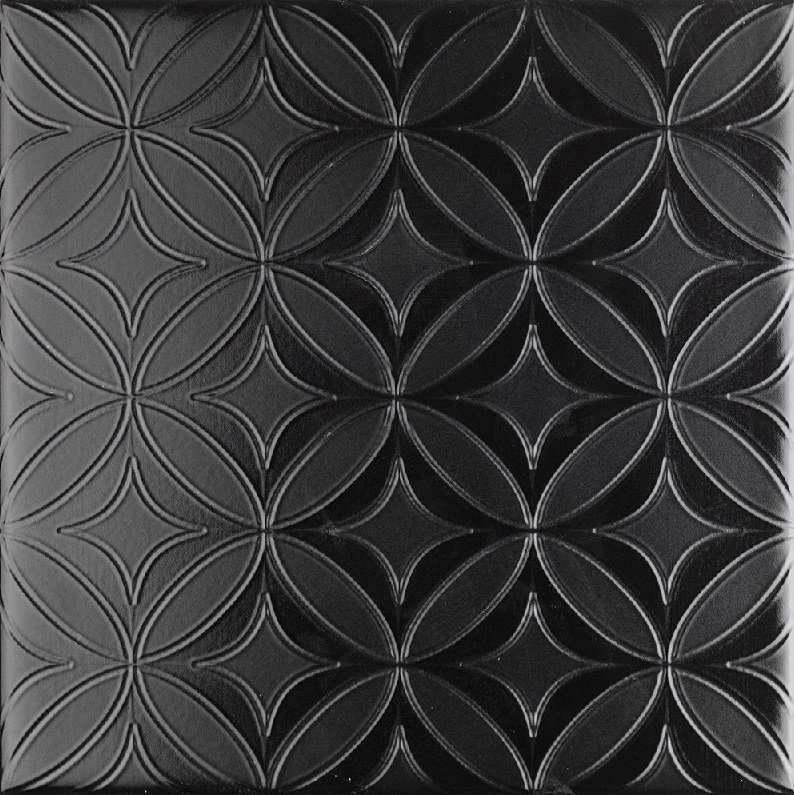 Декоративные элементы CAS Decor Black&White Negro, цвет чёрный, поверхность глянцевая, квадрат, 200x200
