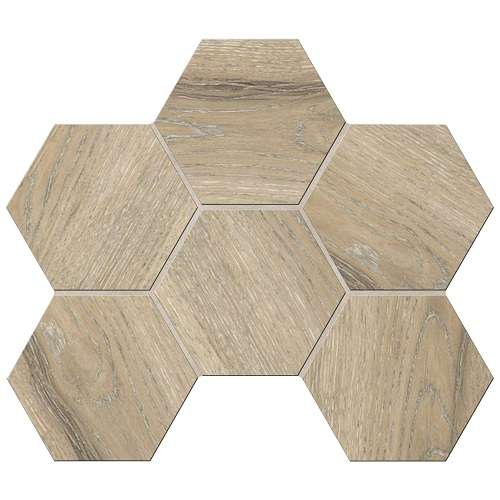 Мозаика Ametis By Estima Daintree Rusty Beige DA02 Hexagon Неполированный 25x28,5 35004, цвет бежевый, поверхность матовая, шестиугольник, 250x285