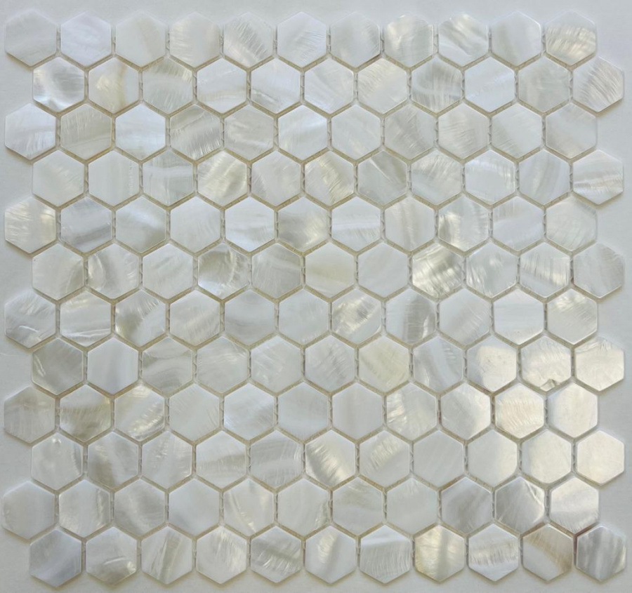 Мозаика Pixel Mosaic PIX751 Натуральный перламутр (HEX25 мм), цвет белый, поверхность глянцевая, шестиугольник, 285x295