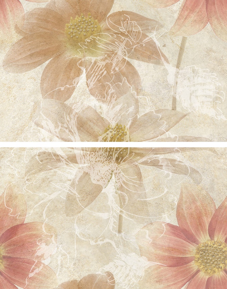 Панно Terracotta Crema Flower Bunch TD-CRM-P-FB, цвет бежевый, поверхность глянцевая, прямоугольник, 400x500