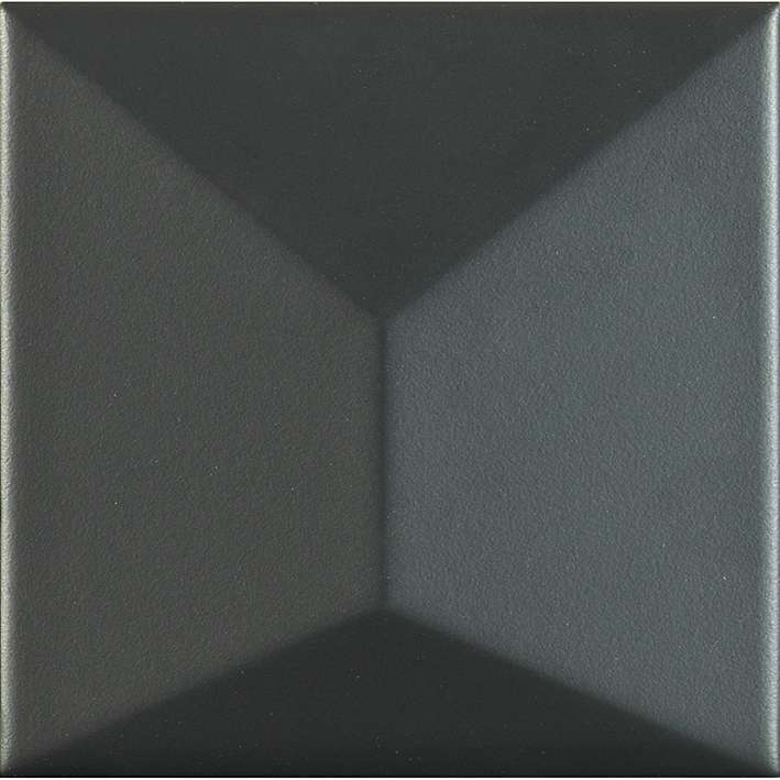 Керамическая плитка L'Antic Colonial Faces S3 Negro L138000361, цвет чёрный, поверхность матовая 3d (объёмная), квадрат, 125x125