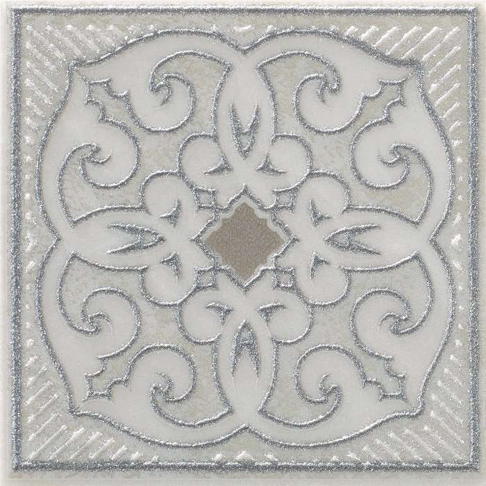 Вставки Colorker Corinthian Ares Silver Taco 219284, цвет серый, поверхность матовая, квадрат, 115x115
