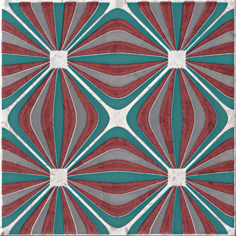 Декоративные элементы Cir Venezia Ins. Griccia Lampone 1060981, цвет красный, поверхность матовая, квадрат, 200x200