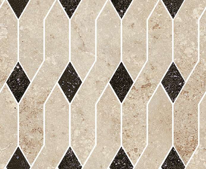 Мозаика Century Contact Mosaico Su Rete Elegance 130171, цвет бежевый чёрный, поверхность матовая, прямоугольник, 310x340
