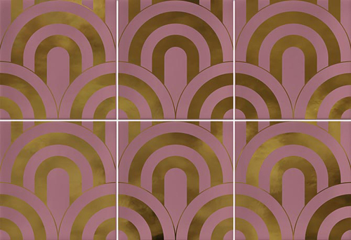 Керамическая плитка Vives Hanami Takada Marsala Oro VIV-HAN-073, цвет розовый, поверхность глянцевая, прямоугольник, 230x335