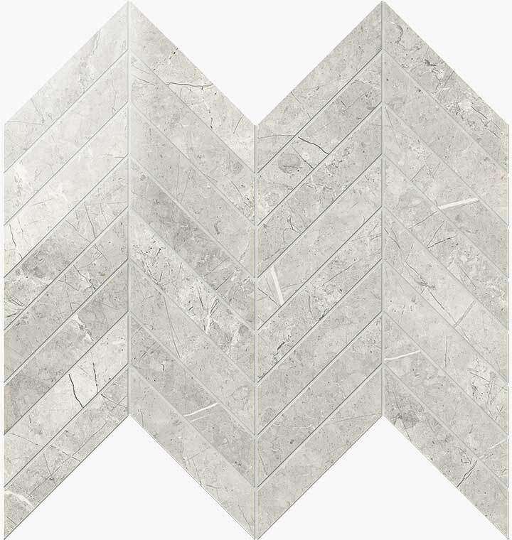 Мозаика Novabell Chevron London Grey Lapp. IMP 112L, цвет серый, поверхность лаппатированная, шеврон, 247x300
