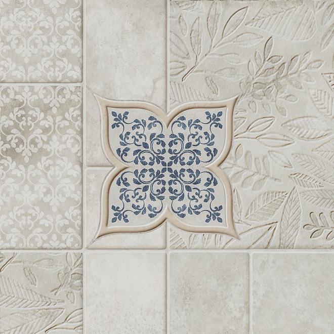Декоративные элементы Kerama Marazzi Декор 2 Сиена VT\A328\SG1544N, цвет серый, поверхность матовая, квадрат, 200x200