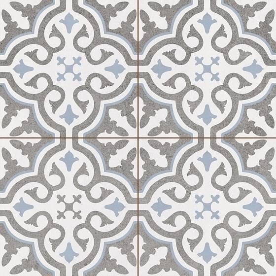 Керамическая плитка Kerlife Hydraulic Grace Ocean Pvto P R, цвет белый серый голубой, поверхность матовая, квадрат, 450x450