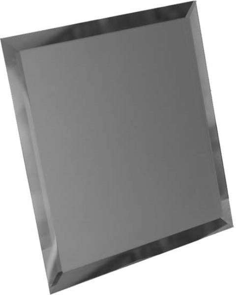 Керамическая плитка ДСТ Квадратная зеркальная графитовая матовая плитка с фацетом 10 мм КЗГм1-01, цвет серый, поверхность матовая, квадрат, 180x180