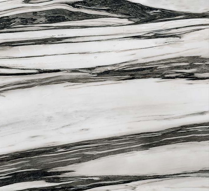 Керамогранит Floor Gres B&W Marble Fall High-Glossy 6mm 765579, цвет чёрно-белый, поверхность полированная, квадрат, 1200x1200