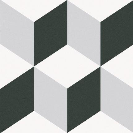 Керамогранит Keros Barcelona Cube, цвет чёрно-белый, поверхность матовая, квадрат, 250x250