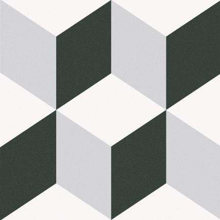 Керамогранит Keros Barcelona Cube, цвет чёрно-белый, поверхность матовая, квадрат, 250x250