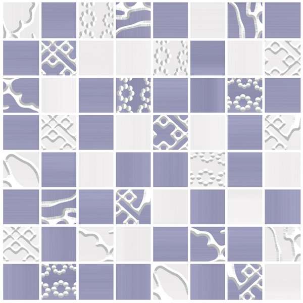 Мозаика Piastrella Синара Стандарт, цвет белый фиолетовый, поверхность глянцевая, квадрат, 200x200