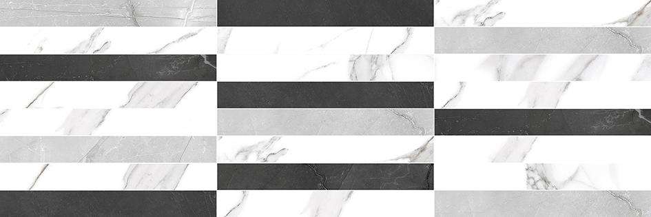 Декоративные элементы Laparet Monti Декор Мозаичный Микс MM60150, цвет белый серый чёрный, поверхность глянцевая, прямоугольник, 200x600