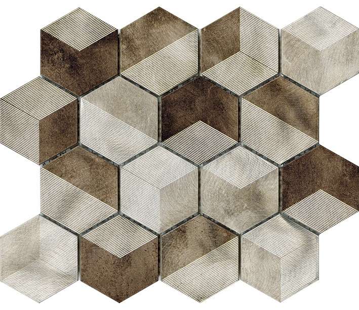 Мозаика L'Antic Colonial Future Amber L241717531, цвет серый коричневый, поверхность матовая, шестиугольник, 258x300