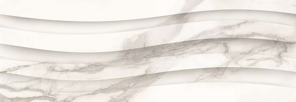 Керамогранит Ricchetti Marble Boutique Statuario White Wave Lucido Ret, цвет белый, поверхность глянцевая, прямоугольник, 300x900