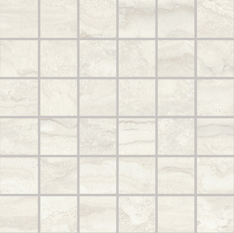 Мозаика Provenza Unique Travertine Mosaico 5X5 Vein Cut White Naturale EJDJ, цвет белый, поверхность натуральная, квадрат, 300x300