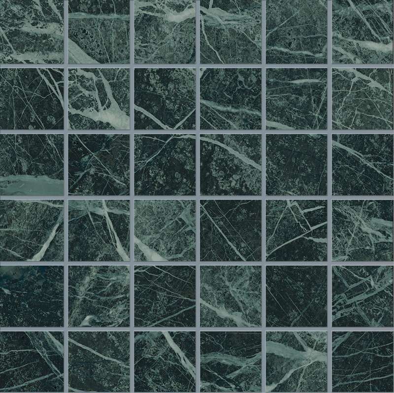 Мозаика Emilceramica (Acif) Tele Di Marmo Revolution Mosaico 5X5 Verde Saint Denis Lapp EHP2, цвет зелёный, поверхность лаппатированная, квадрат, 300x300