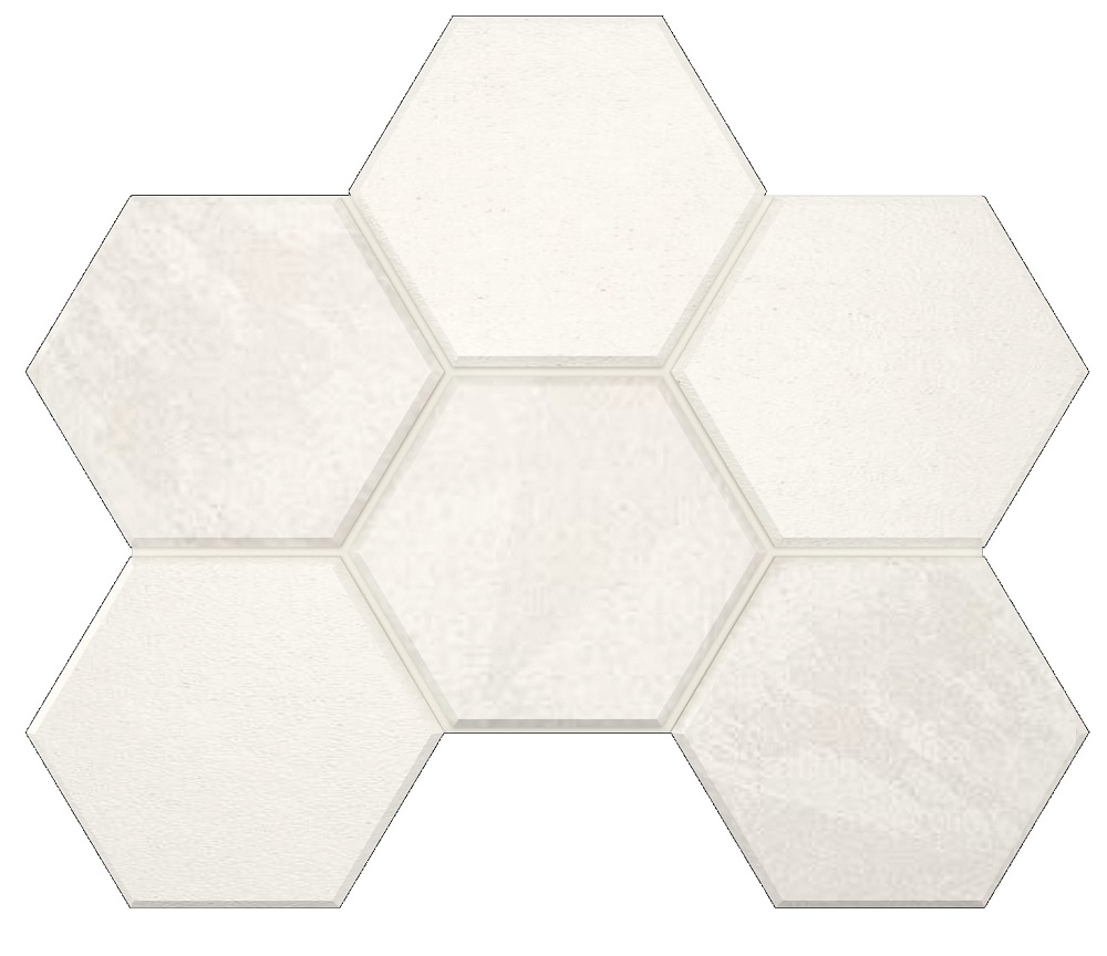 Мозаика Estima Luna White LN00/TE00 Hexagon Неполированный 25x28,5 39616, Россия, шестиугольник, 250x285, фото в высоком разрешении