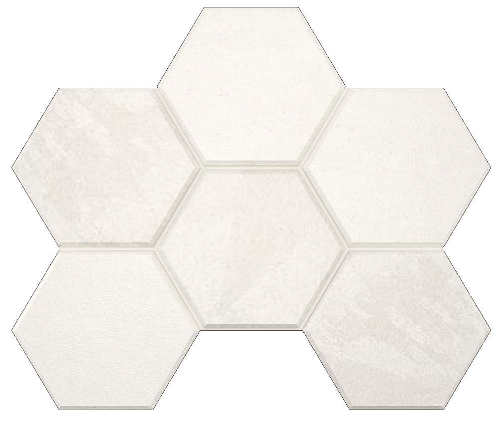 Мозаика Estima Luna White LN00/TE00 Hexagon Неполированный 25x28,5 39616, цвет белый, поверхность матовая, шестиугольник, 250x285