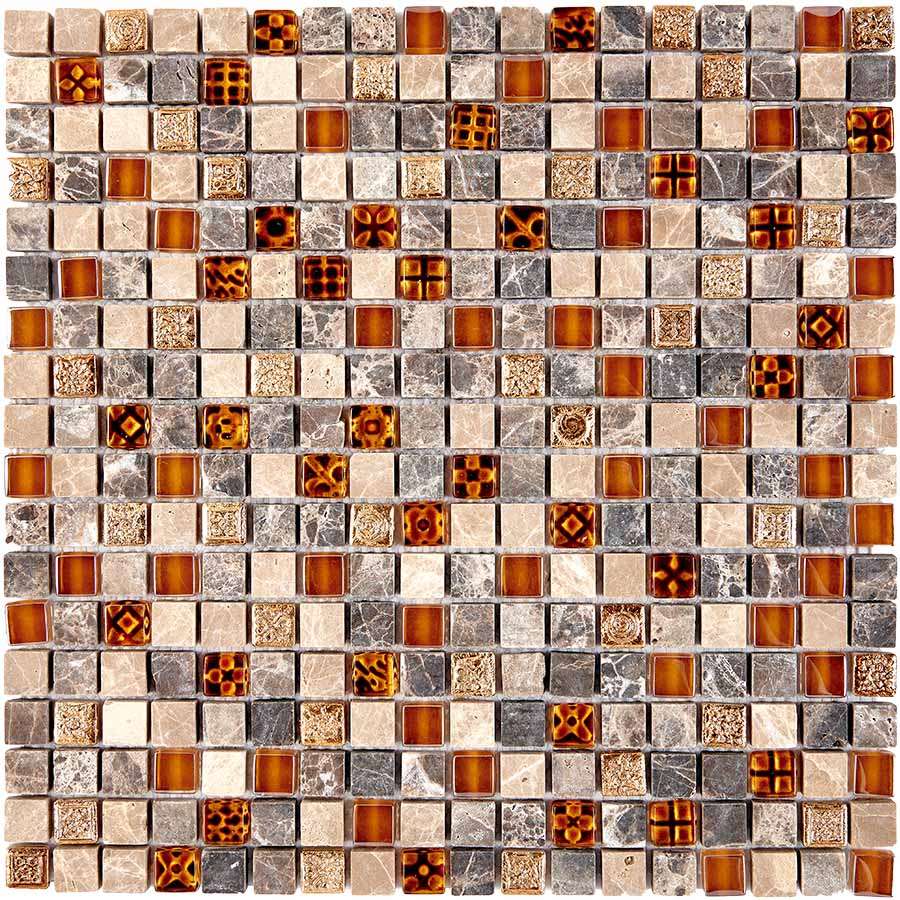 Мозаика Pixel Mosaic PIX720 Мрамор и стекло (15x15 мм), цвет разноцветный, поверхность глянцевая, квадрат, 300x300