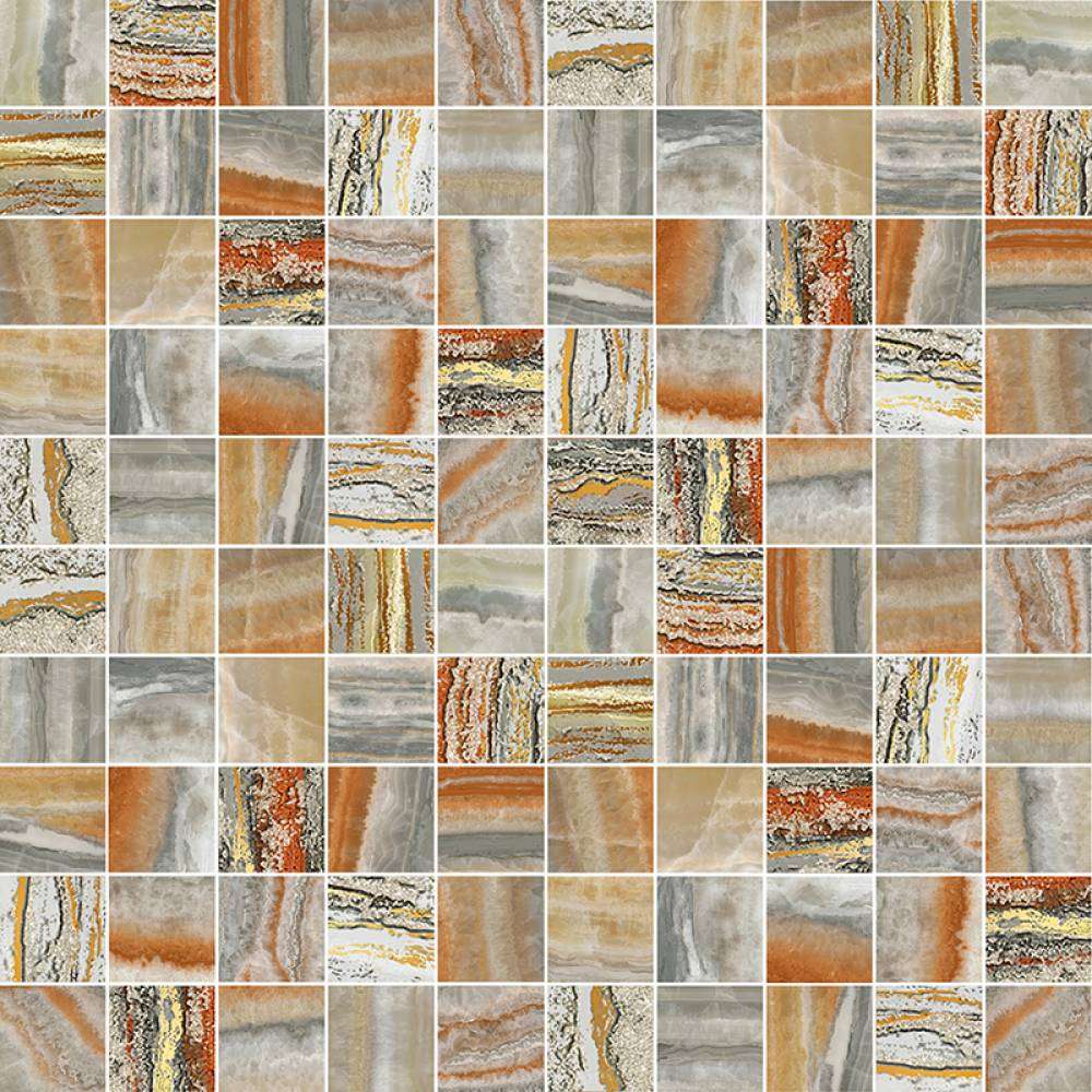 Мозаика Del Conca Boutique HBO6 Mosaico Onice Fantastico Shine 2,9x2,9, цвет оранжевый, поверхность полированная, квадрат, 300x300