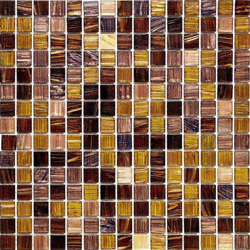 Мозаика Alma Mosaic Растяжки 20 DE604(m) MIX 8 (последний микс), цвет коричневый бежевый, поверхность глянцевая, квадрат, 327x327