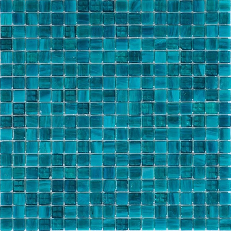 Мозаика Alma Mosaic Misty MN620, цвет бирюзовый, поверхность глянцевая, квадрат, 295x295