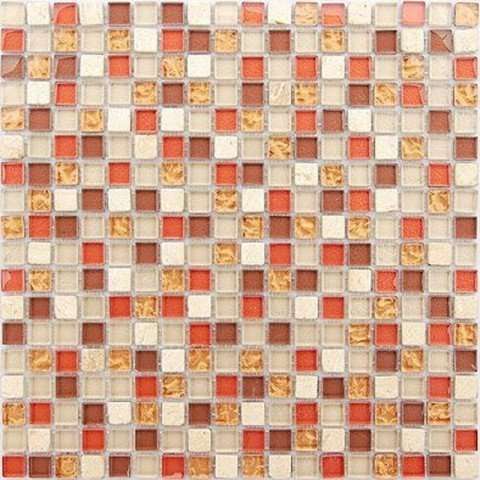 Мозаика Caramelle Mosaic Naturelle Istanbul 4mm, цвет оранжевый, поверхность глянцевая, квадрат, 305x305