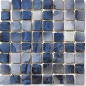 Мозаика Ker-av Frammenti&Riflessi Pirite Cangiante su Rete (3,75X3,75) Стекло KER-9035, цвет синий, поверхность глянцевая, квадрат, 300x300